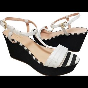 Kate Spade Tallin Platform / Wedge Sandals Blk/Wht